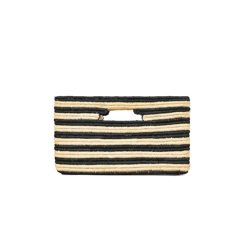 Btb Los Angeles 'Selah' Black Raffia Clutch Bag